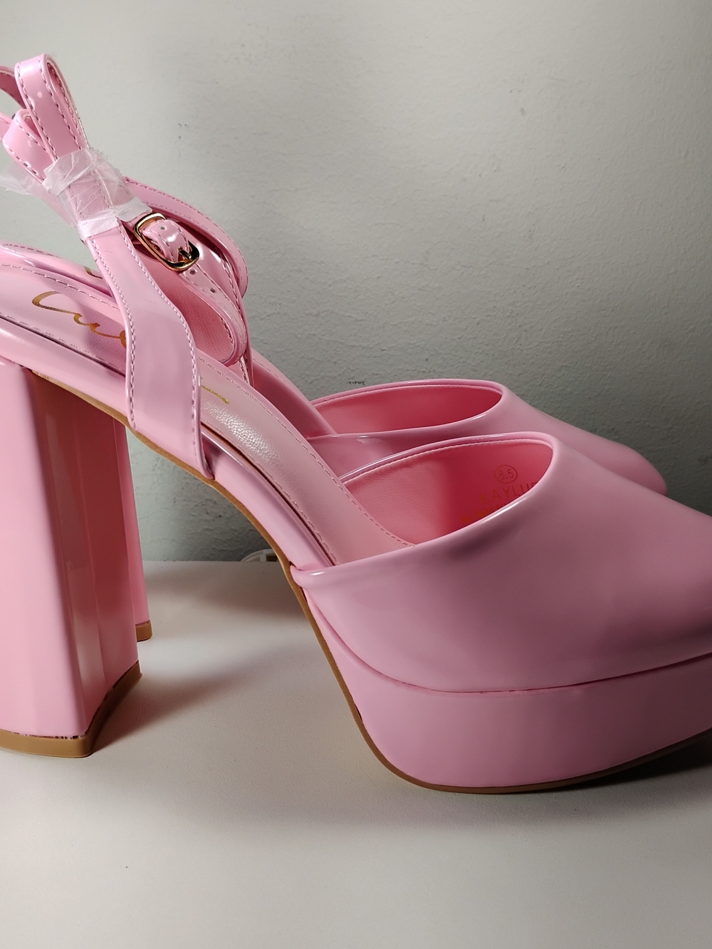 Lulus Women’s Pink Platform Block Heel Ankle Strap Pumps Size 8.5 New - Picture 4 of 12